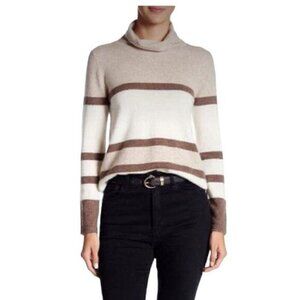 Kier + J Cashmere Turtleneck Striped Sweater Small